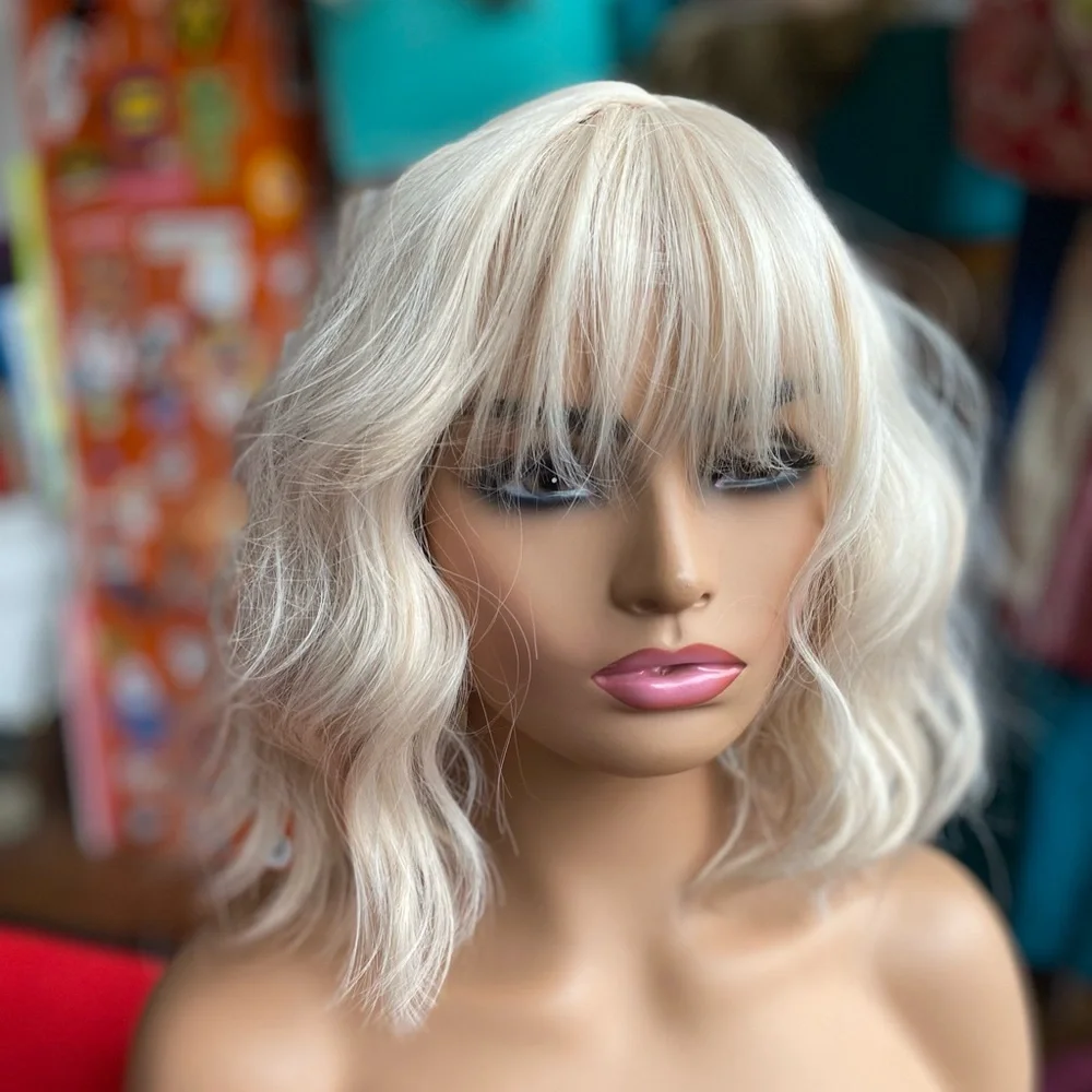 CLEARANCE White platinum blonde bob wig